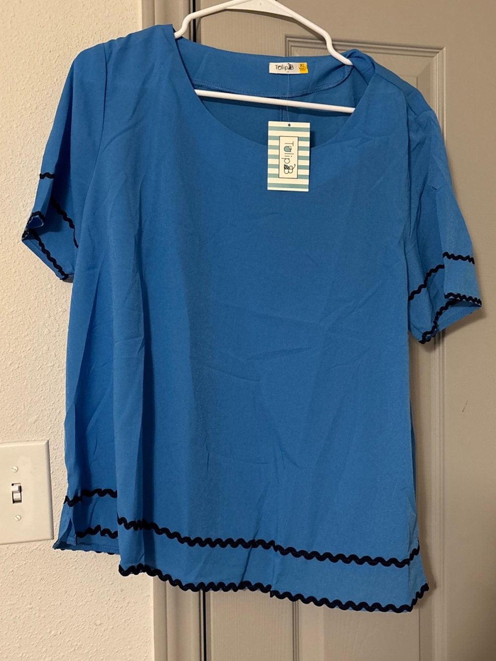 Tulip B Boutique Royal Blue Short Sleeve Blouse XL NWT